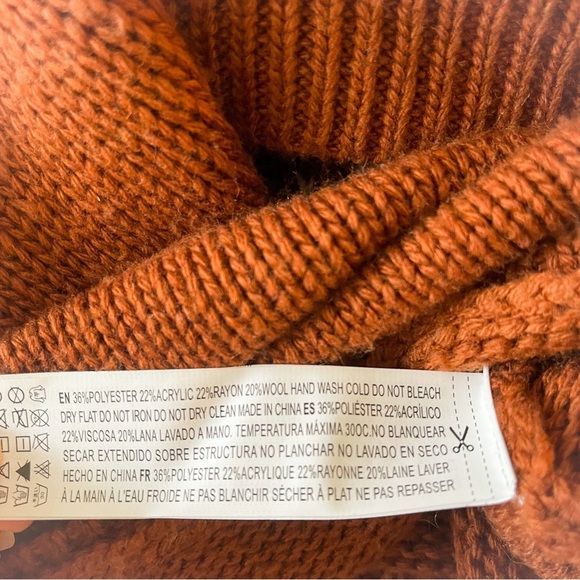 Forever 21 Boho Turtleneck Papaya Orange Poncho Sweater - Picture 7 of 7